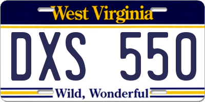 WV license plate DXS550