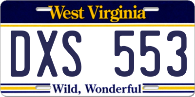 WV license plate DXS553