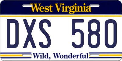 WV license plate DXS580