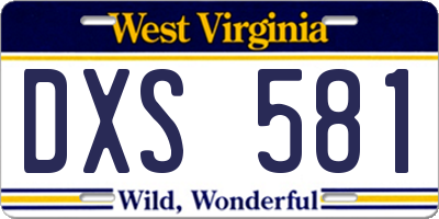 WV license plate DXS581