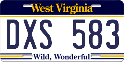 WV license plate DXS583