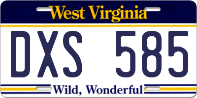 WV license plate DXS585