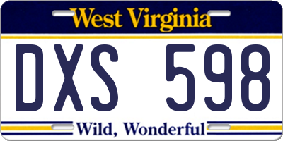 WV license plate DXS598