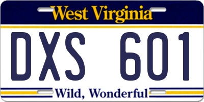 WV license plate DXS601