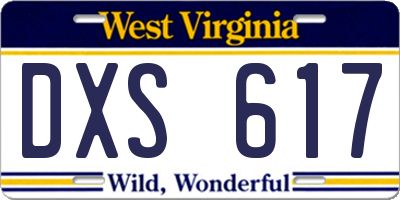 WV license plate DXS617