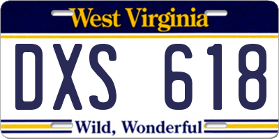 WV license plate DXS618