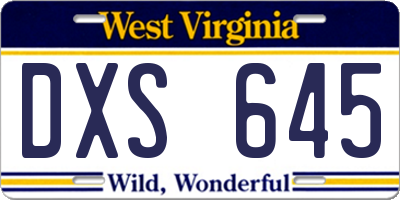WV license plate DXS645