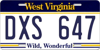 WV license plate DXS647