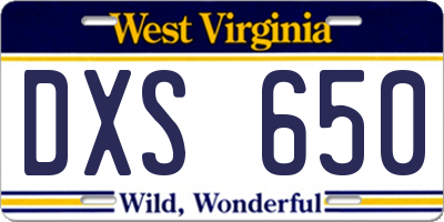 WV license plate DXS650