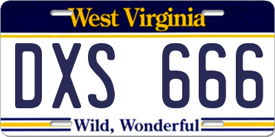 WV license plate DXS666