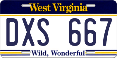 WV license plate DXS667