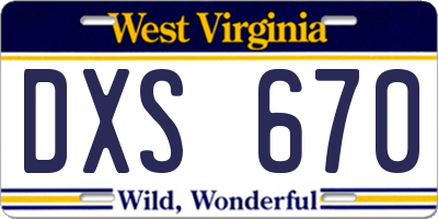 WV license plate DXS670