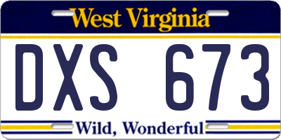 WV license plate DXS673