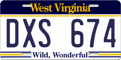 WV license plate DXS674