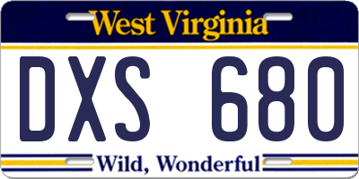 WV license plate DXS680