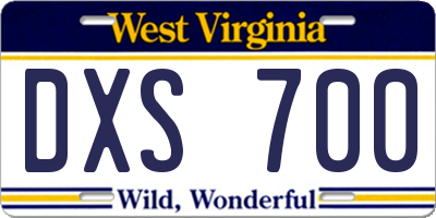WV license plate DXS700