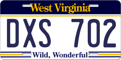 WV license plate DXS702