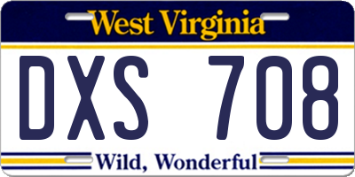 WV license plate DXS708