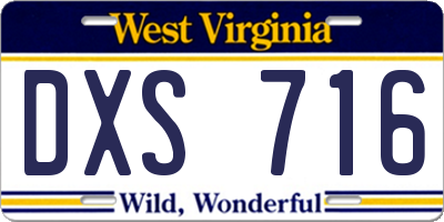 WV license plate DXS716