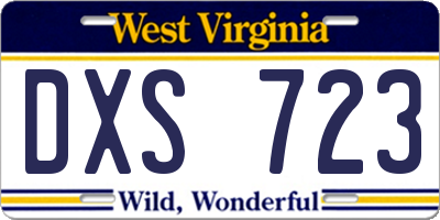 WV license plate DXS723
