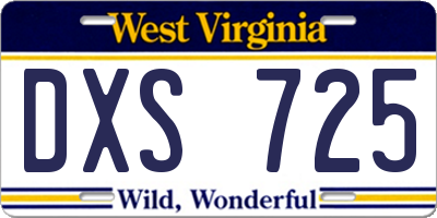 WV license plate DXS725