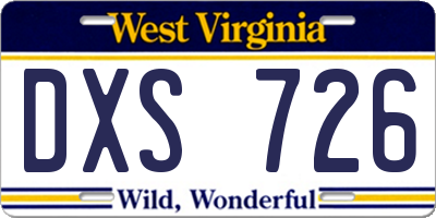 WV license plate DXS726