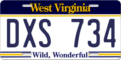 WV license plate DXS734