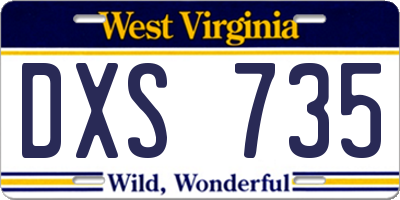 WV license plate DXS735