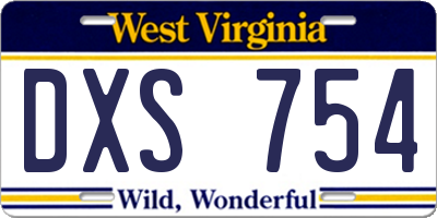 WV license plate DXS754