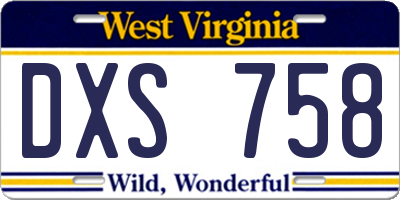 WV license plate DXS758