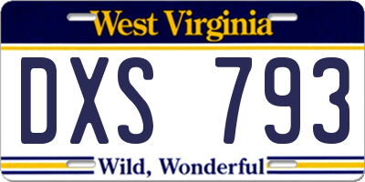 WV license plate DXS793
