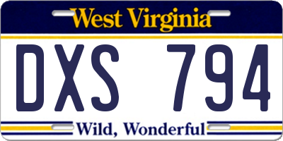 WV license plate DXS794