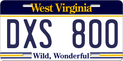 WV license plate DXS800
