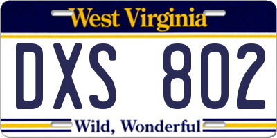 WV license plate DXS802