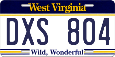 WV license plate DXS804