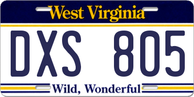 WV license plate DXS805