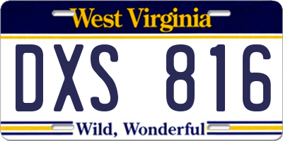 WV license plate DXS816