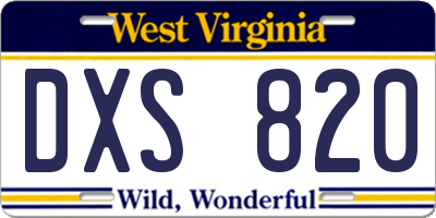 WV license plate DXS820