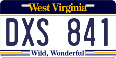 WV license plate DXS841