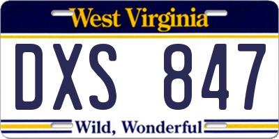WV license plate DXS847