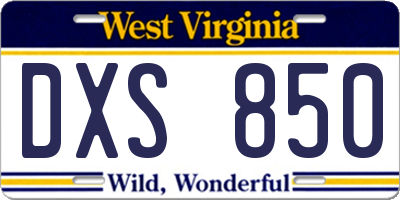 WV license plate DXS850
