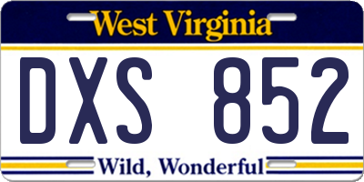 WV license plate DXS852