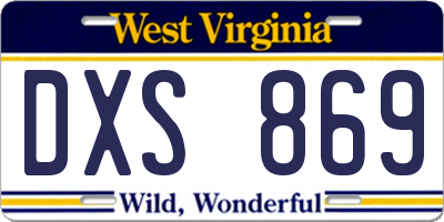 WV license plate DXS869