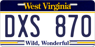 WV license plate DXS870