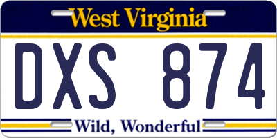WV license plate DXS874