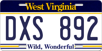 WV license plate DXS892