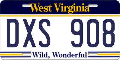 WV license plate DXS908