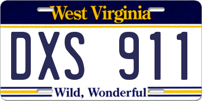 WV license plate DXS911