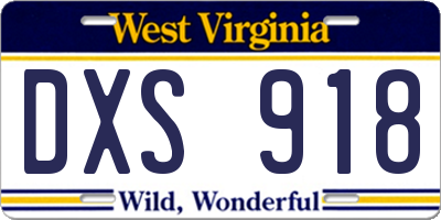 WV license plate DXS918