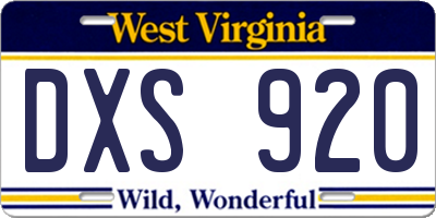 WV license plate DXS920